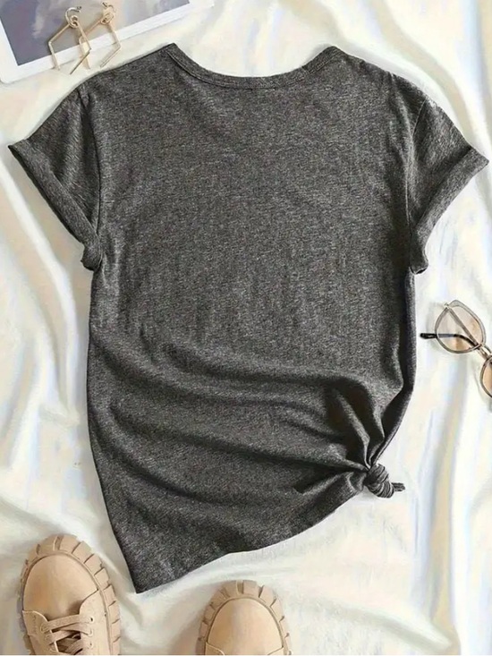 WESTERN Gray Graphic Print Short Sleeve Tee Shirt Boots and Bling - Picture 2 of 4